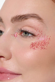 pinkes biologisch abbaubarer BioGlitzer mood mädchen geschminkt Gesicht von vorne #color_pink-dixie